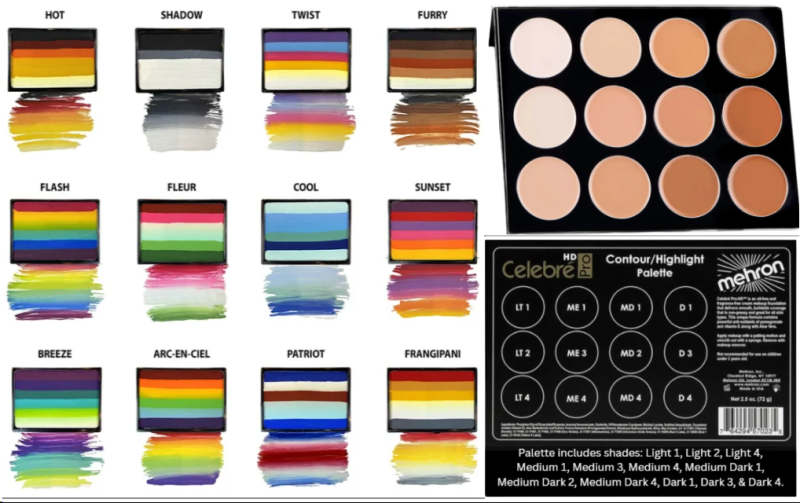 Mehron skin paint color sets //mehron.com/paradise-makeup-aq-prisma-blendset